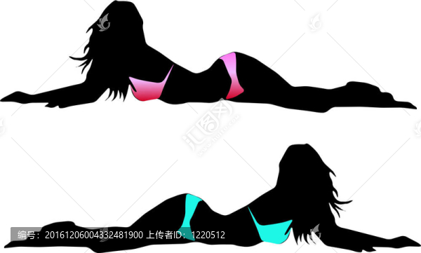 Bikini的女人剪影