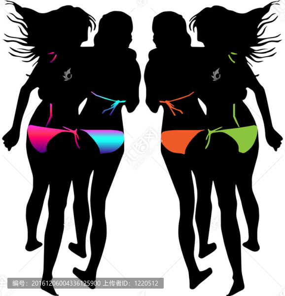 Bikini的女人剪影
