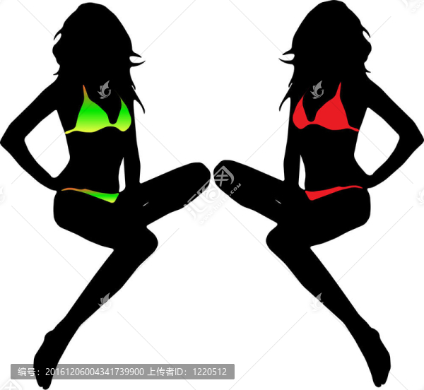 Bikini的女人剪影