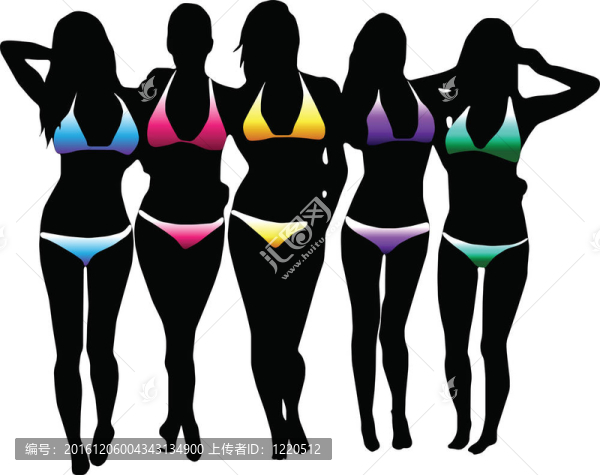 Bikini的女人剪影