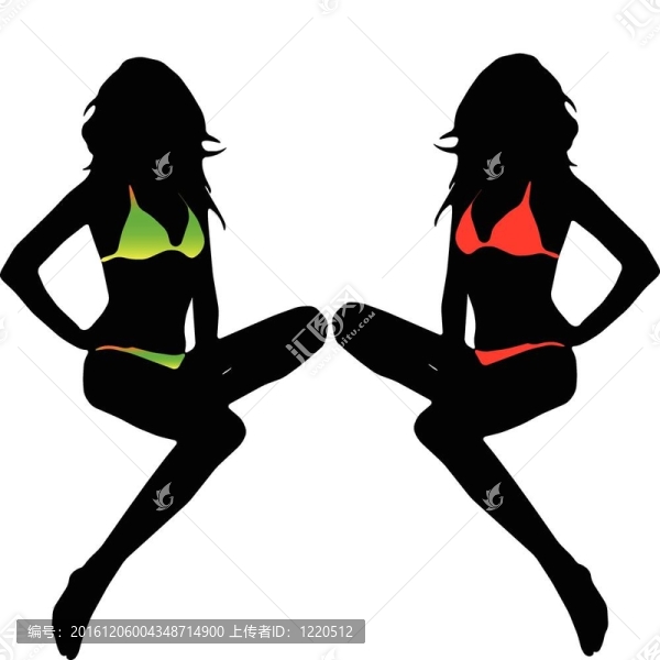 Bikini的女人剪影