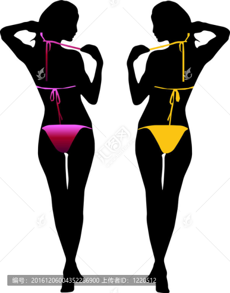 Bikini的女人剪影