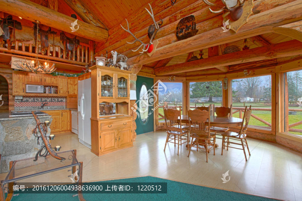 鄉(xiāng)村農(nóng)場餐廳和廚房的鄉(xiāng)村木屋