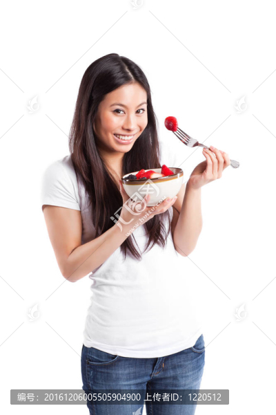 亞洲女人吃水果