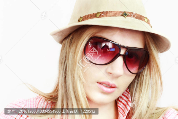 戴帽子和眼鏡的金發(fā)女郎