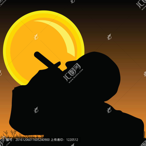 男子吸煙香煙和太陽插圖