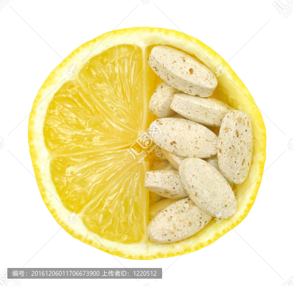 檸檬和藥丸的隔離