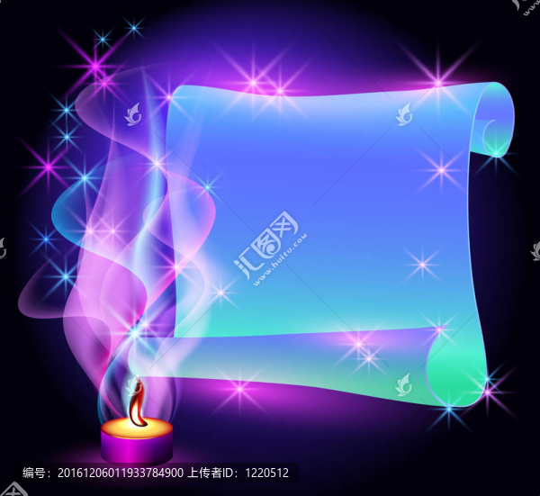 扭曲的羊皮紙和燃燒的蠟燭