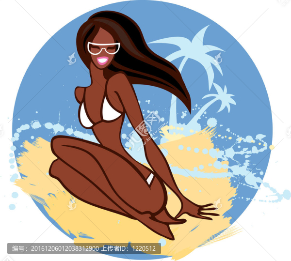微笑夏天女孩在海灘上