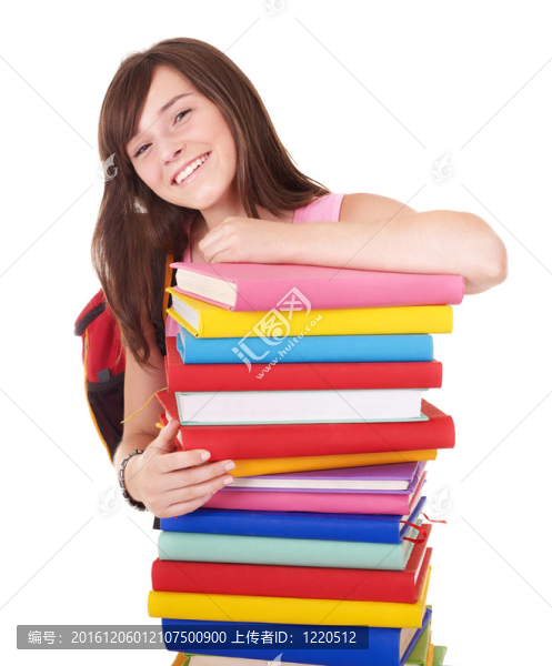 帶彩色書的女孩。