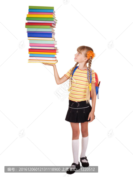 隨著書的背包抱樁的女生。