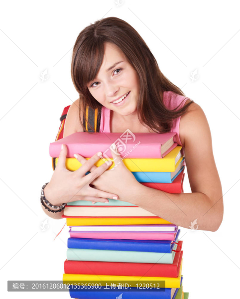 帶彩色書的女孩。