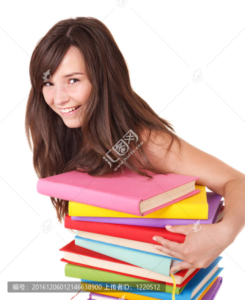 帶彩色書的女孩。