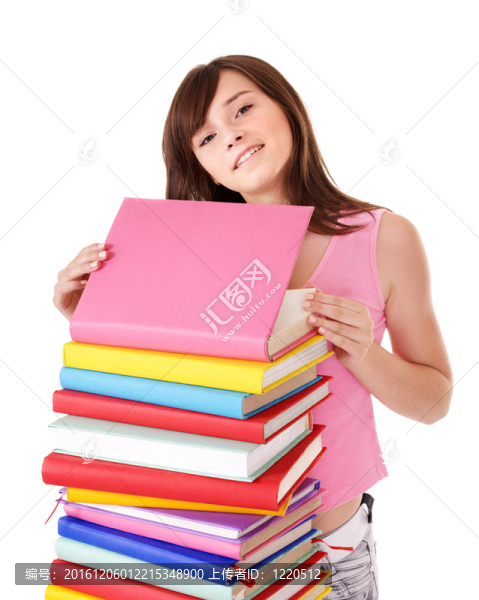 帶彩色書的女孩。