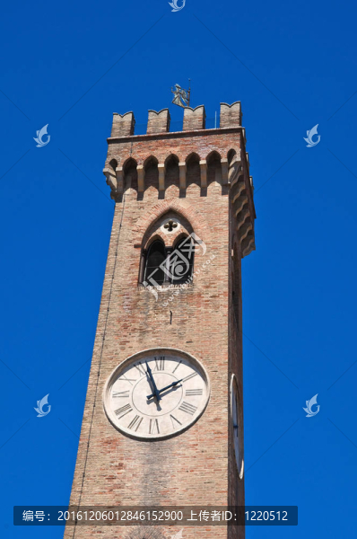 Belltower。Santarcangelo涅。Emilia,Romagna。意大利.