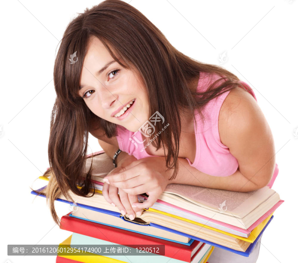 帶彩色書的女孩。