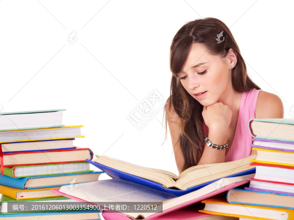 帶團書的女孩。