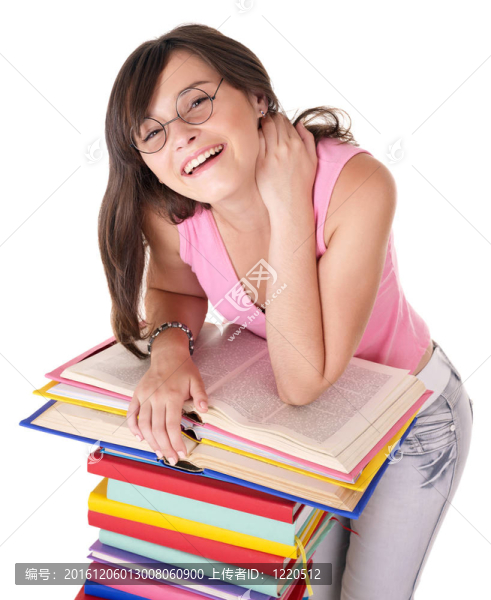 帶彩色書的女孩。