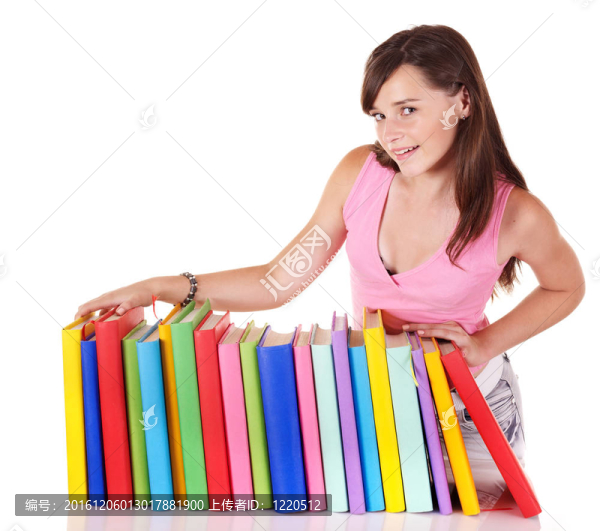 帶彩色書的女孩。
