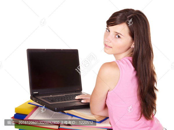 帶彩色書的女孩。