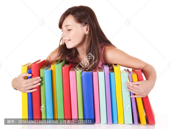 帶彩色書的女孩。