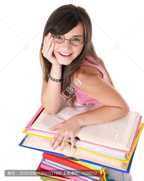 帶彩色書的女孩。