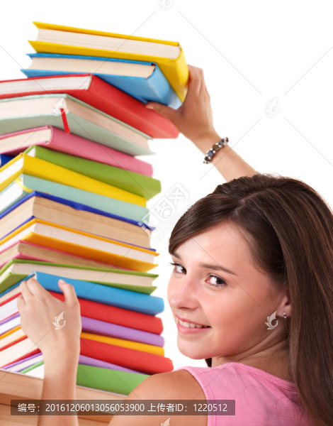 帶彩色書的女孩。