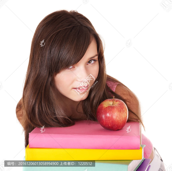 帶彩色書的女孩。