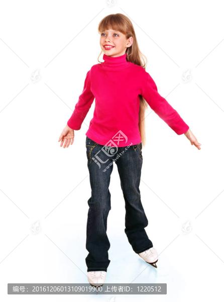 年輕女孩花樣滑冰..