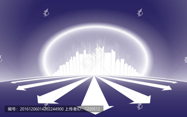 市skyscrapper剪影插圖與光環(huán)的輝光