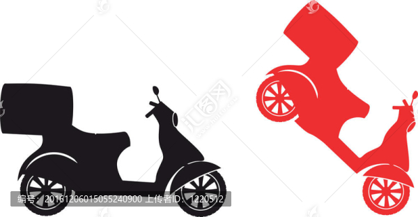 滑板車(chē)剪影-快速交付服務(wù)符號(hào)