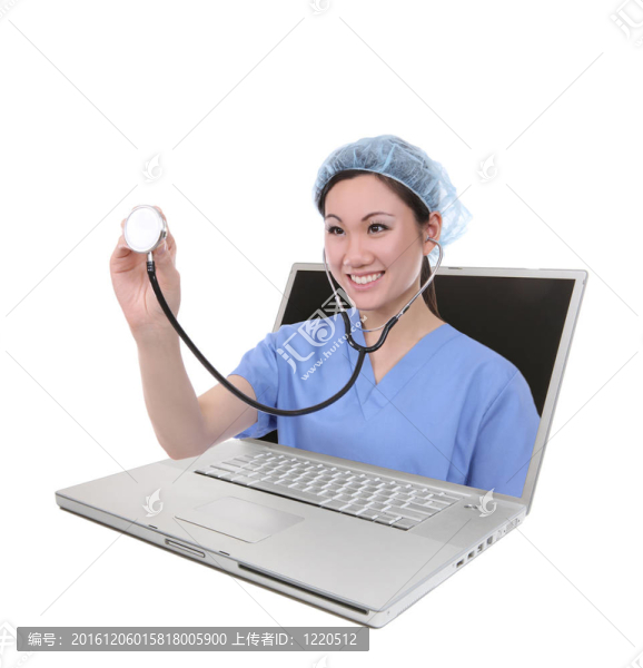 女護(hù)士和筆記本電腦