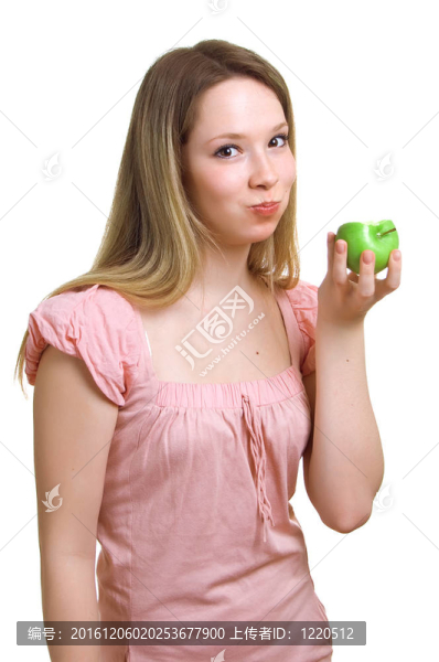 漂亮的綠蘋(píng)果女孩