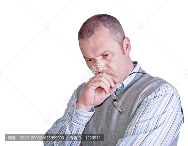 中年白人男性肖像周到沉思