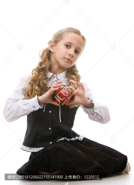 抱紅蘋果的少女。
