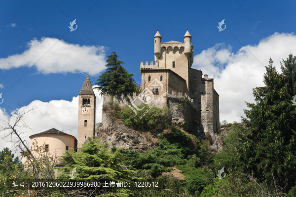 Saint,Pierre,castle；奧斯塔；意大利
