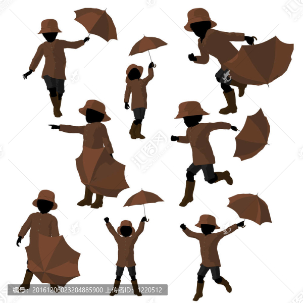 非洲裔美國(guó)人的雨小子剪影插圖