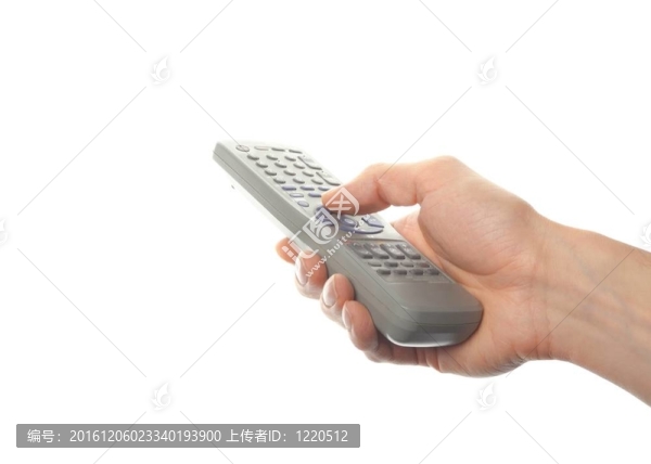 手持遙控器在白色背景上隔離
