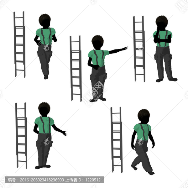 非洲裔美國青少年消防員插圖剪影