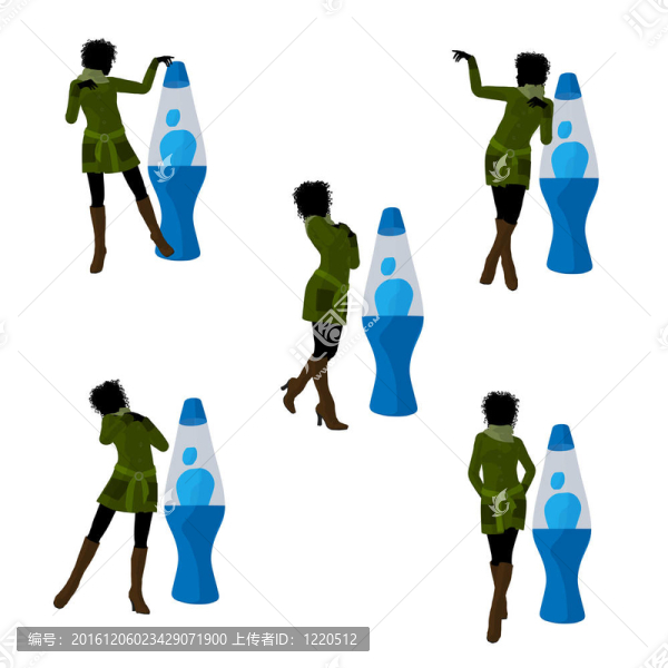 非洲裔美國迪斯科女孩剪影插畫