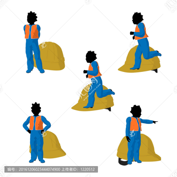 非洲裔青少年建筑工人插畫