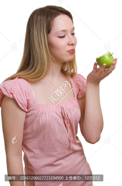 漂亮的綠蘋(píng)果女孩