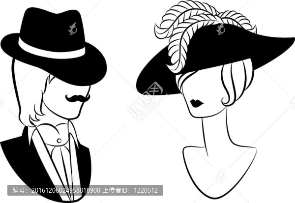 復(fù)古的女孩與男人剪影