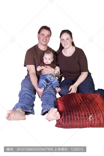 父亲与儿子妈妈的幸福家庭画像