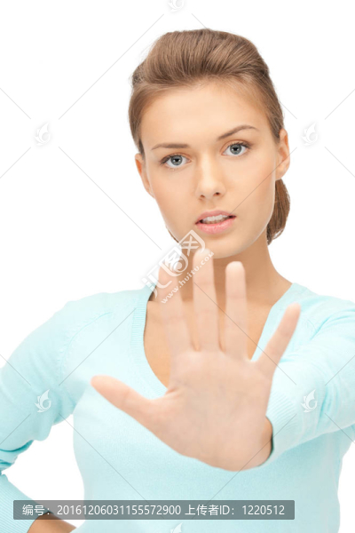 女人做停止手勢
