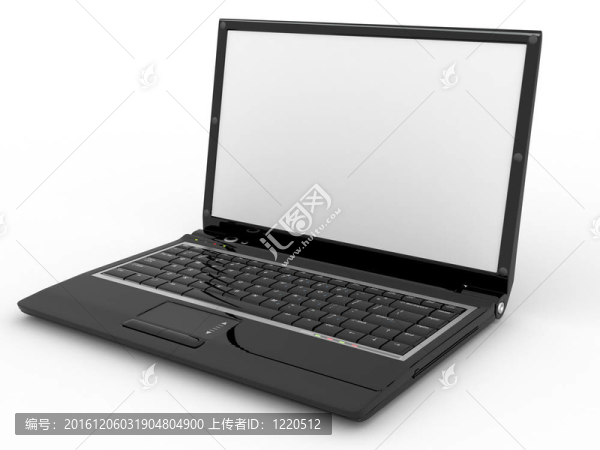 打開白色隔離背景的筆記本電腦