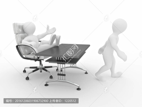老板解雇員工在白色孤立的背景