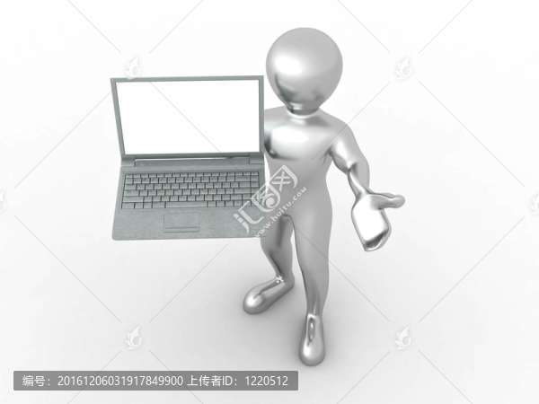男子與筆記本電腦白色孤立的背景