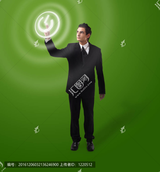 商務(wù)人按按鈕