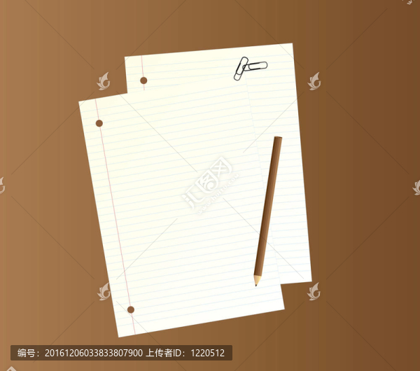 書寫紙；鉛筆和夾子